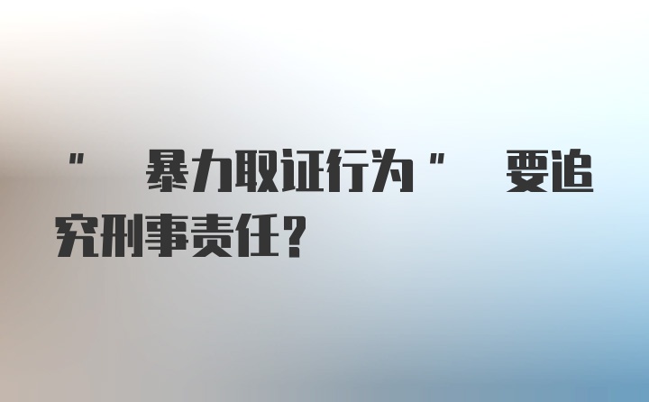 " 暴力取证行为" 要追究刑事责任？