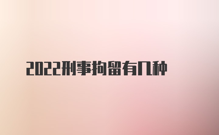 2022刑事拘留有几种