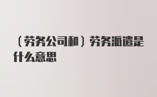 （劳务公司和）劳务派遣是什么意思