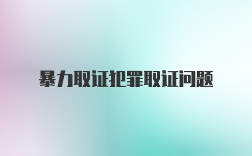 暴力取证犯罪取证问题