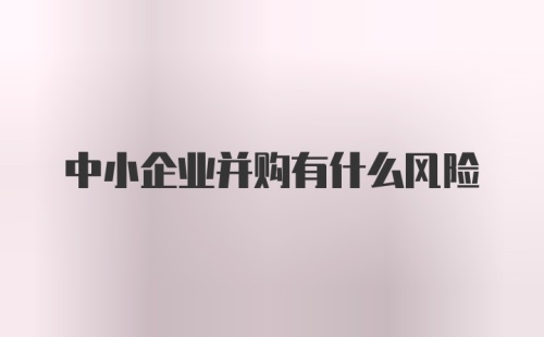 中小企业并购有什么风险