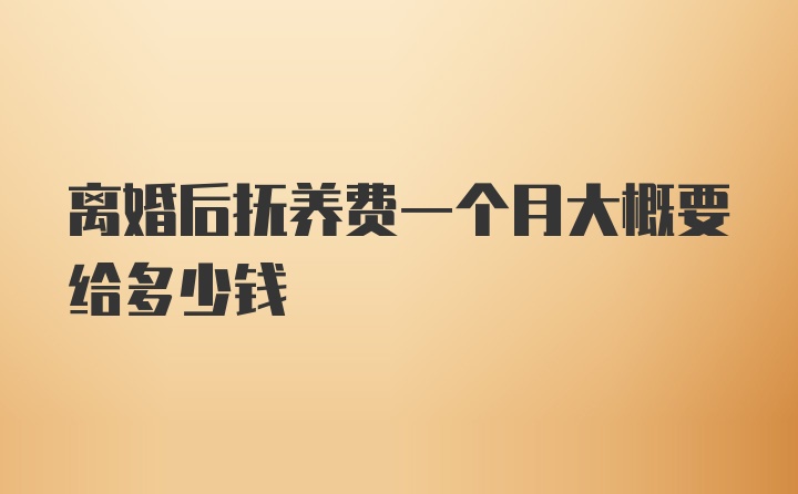 离婚后抚养费一个月大概要给多少钱