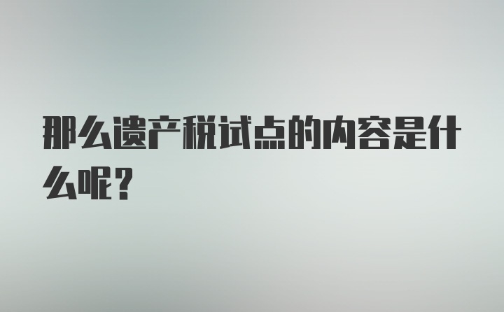 那么遗产税试点的内容是什么呢？