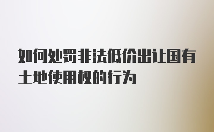 如何处罚非法低价出让国有土地使用权的行为