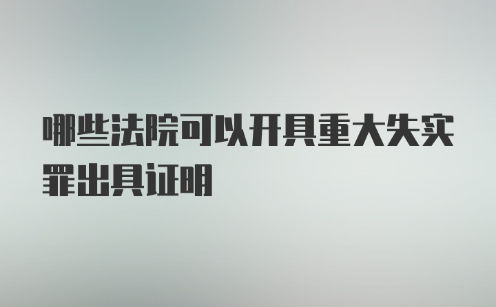 哪些法院可以开具重大失实罪出具证明