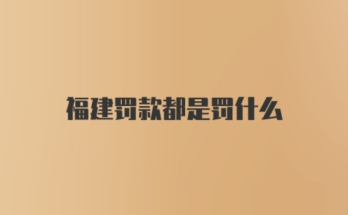 福建罚款都是罚什么