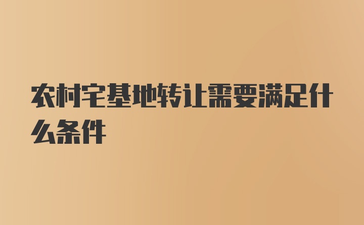 农村宅基地转让需要满足什么条件