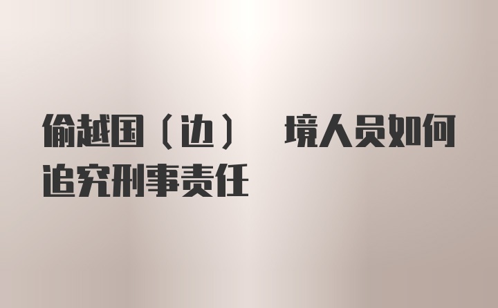 偷越国(边) 境人员如何追究刑事责任