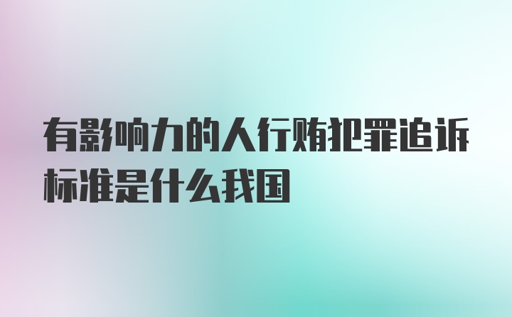 有影响力的人行贿犯罪追诉标准是什么我国