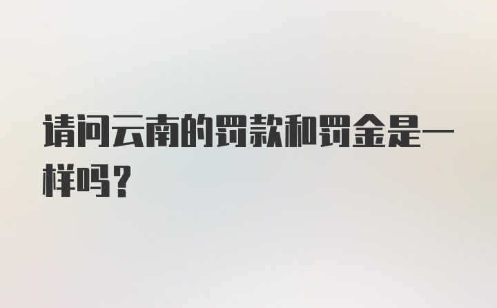 请问云南的罚款和罚金是一样吗？