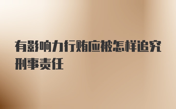 有影响力行贿应被怎样追究刑事责任