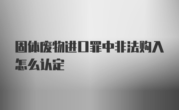 固体废物进口罪中非法购入怎么认定