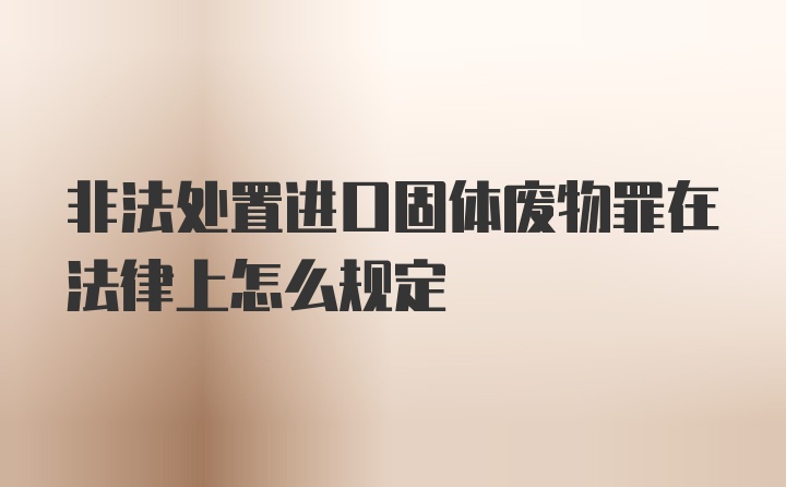 非法处置进口固体废物罪在法律上怎么规定