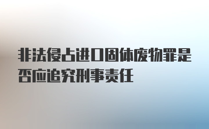 非法侵占进口固体废物罪是否应追究刑事责任