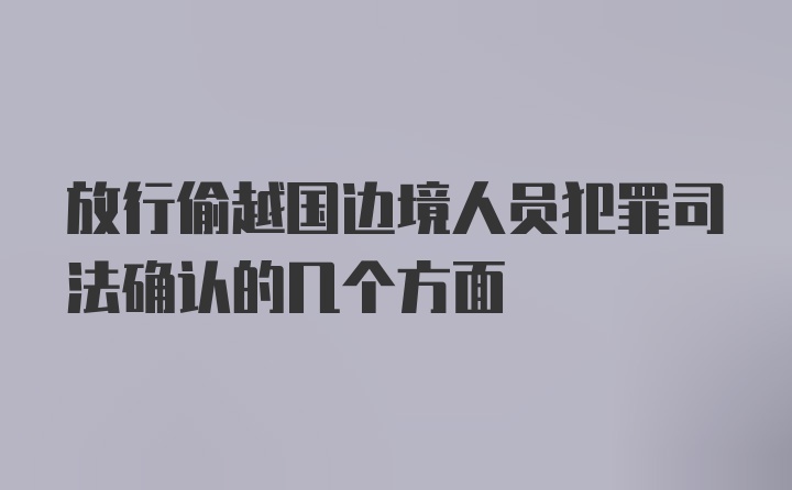 放行偷越国边境人员犯罪司法确认的几个方面