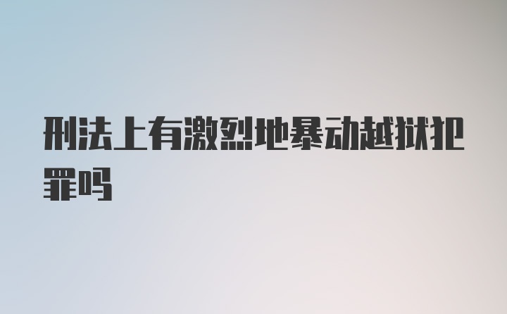 刑法上有激烈地暴动越狱犯罪吗