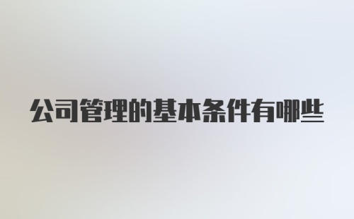 公司管理的基本条件有哪些