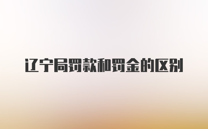 辽宁局罚款和罚金的区别