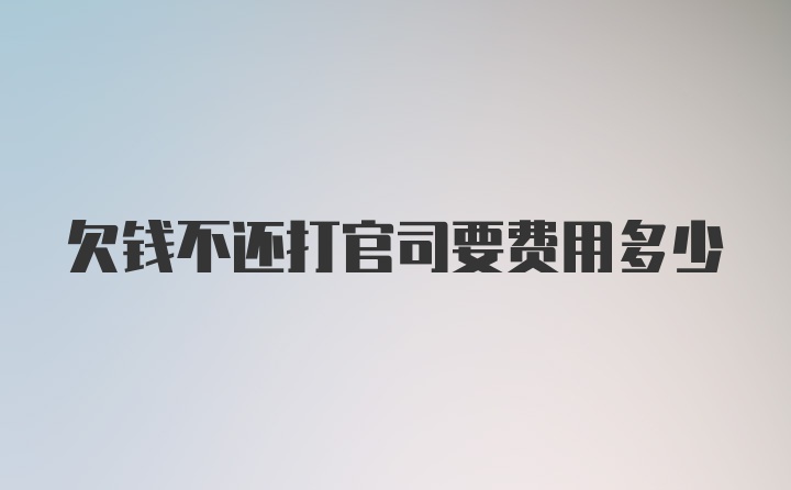 欠钱不还打官司要费用多少