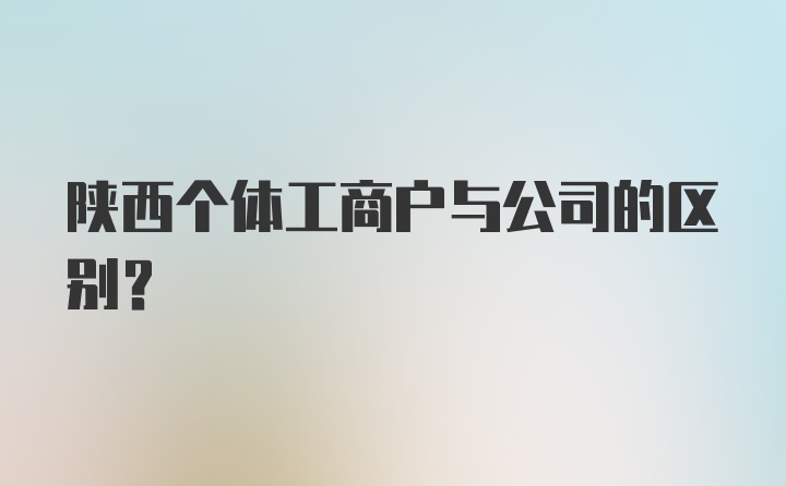 陕西个体工商户与公司的区别？