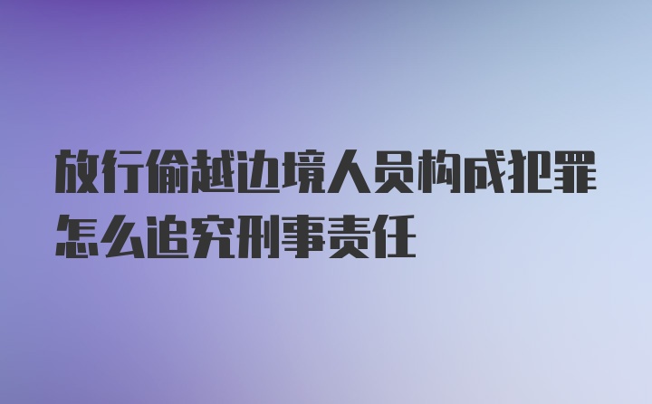 放行偷越边境人员构成犯罪怎么追究刑事责任