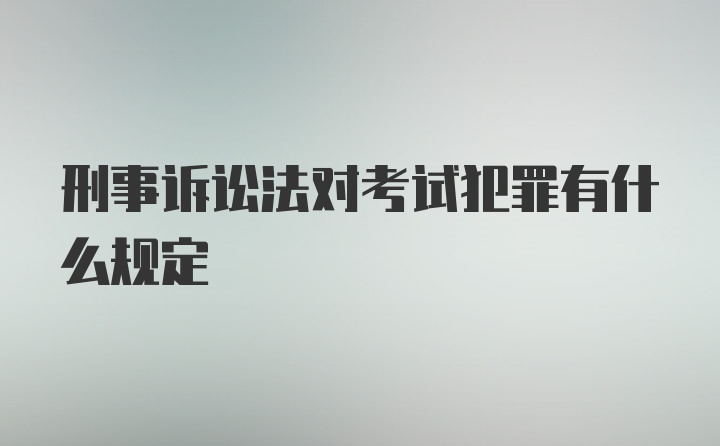 刑事诉讼法对考试犯罪有什么规定