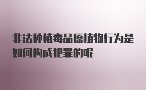 非法种植毒品原植物行为是如何构成犯罪的呢