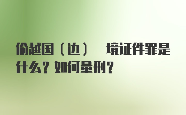 偷越国(边) 境证件罪是什么？如何量刑？