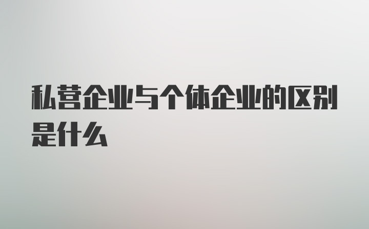 私营企业与个体企业的区别是什么