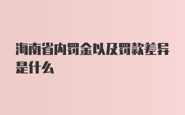 海南省内罚金以及罚款差异是什么
