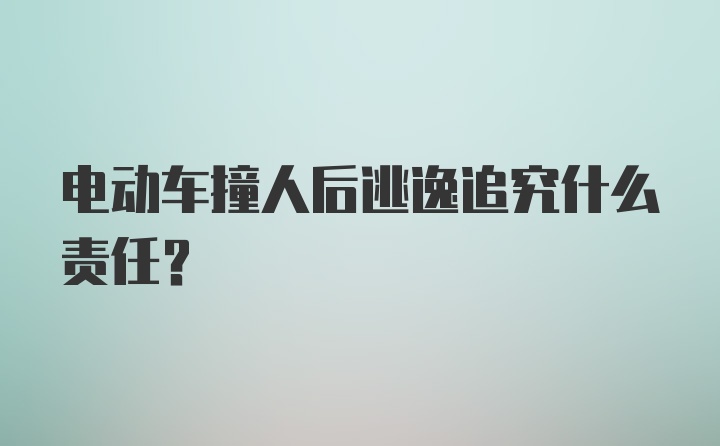 电动车撞人后逃逸追究什么责任？