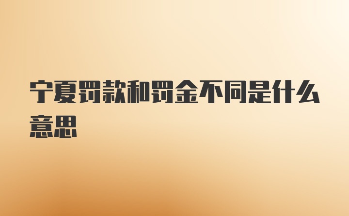 宁夏罚款和罚金不同是什么意思