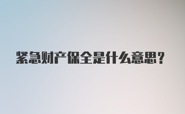 紧急财产保全是什么意思?