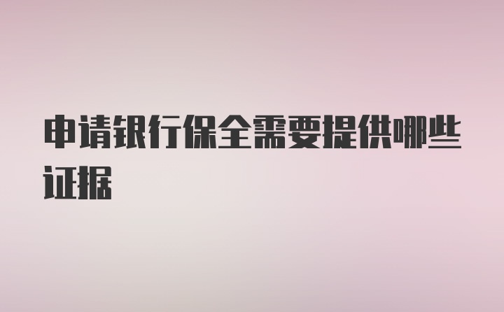 申请银行保全需要提供哪些证据