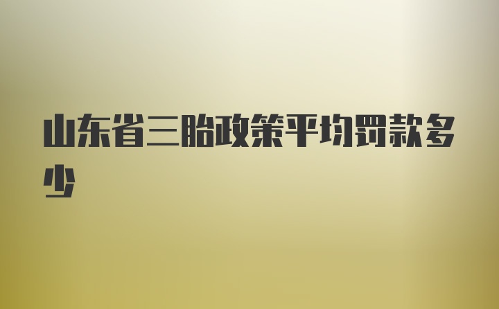 山东省三胎政策平均罚款多少