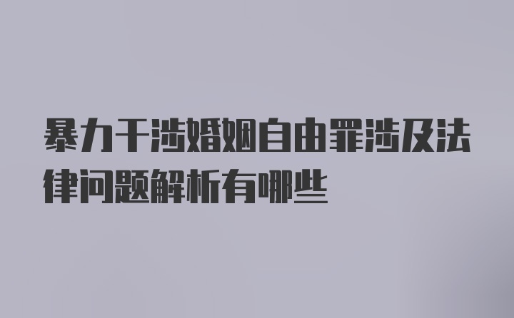 暴力干涉婚姻自由罪涉及法律问题解析有哪些