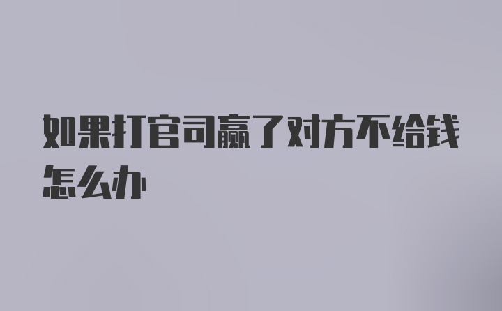 如果打官司赢了对方不给钱怎么办