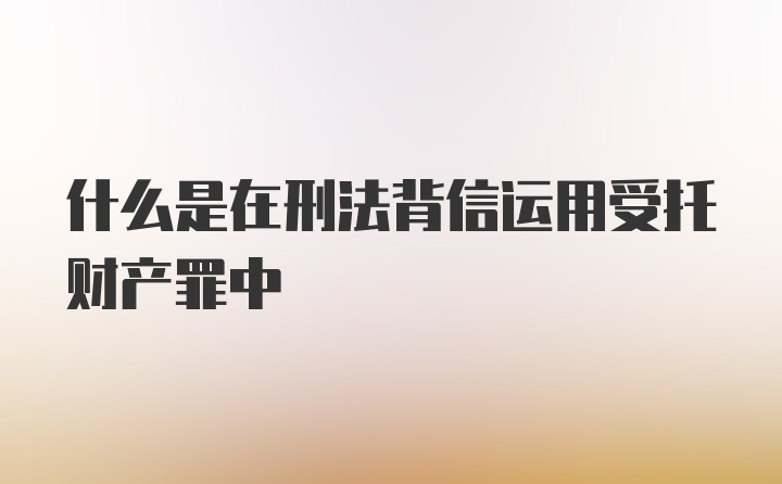 什么是在刑法背信运用受托财产罪中