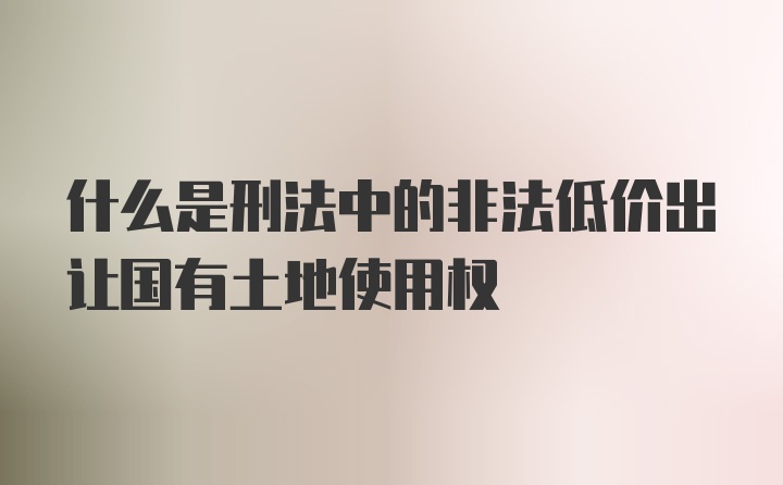 什么是刑法中的非法低价出让国有土地使用权