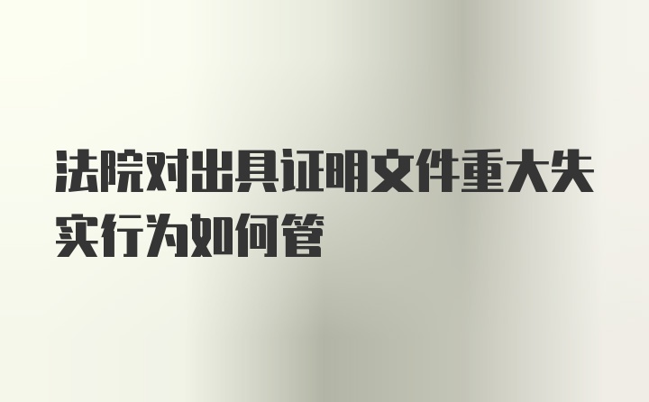 法院对出具证明文件重大失实行为如何管