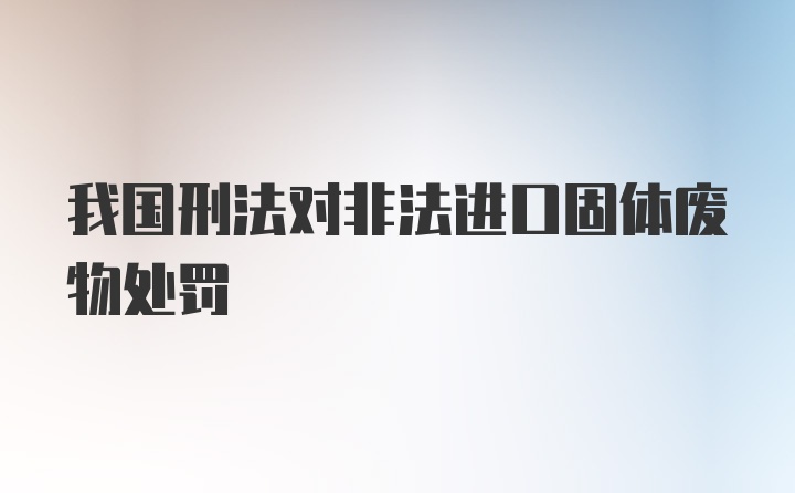 我国刑法对非法进口固体废物处罚