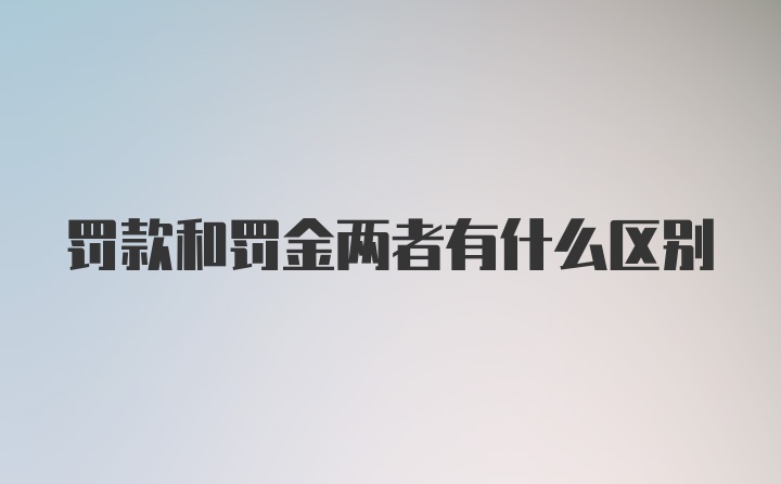 罚款和罚金两者有什么区别