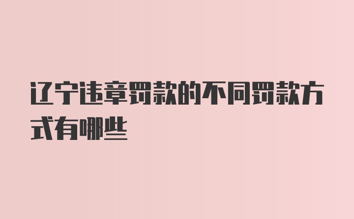 辽宁违章罚款的不同罚款方式有哪些