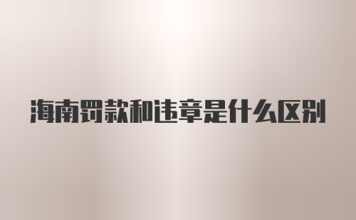 海南罚款和违章是什么区别