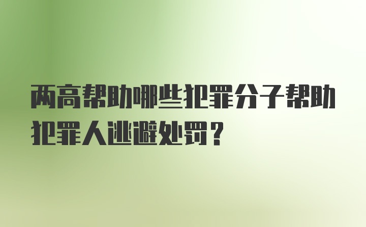 两高帮助哪些犯罪分子帮助犯罪人逃避处罚？