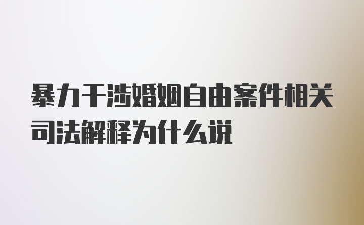 暴力干涉婚姻自由案件相关司法解释为什么说