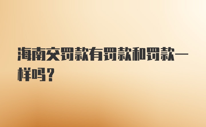 海南交罚款有罚款和罚款一样吗?