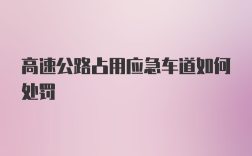 高速公路占用应急车道如何处罚