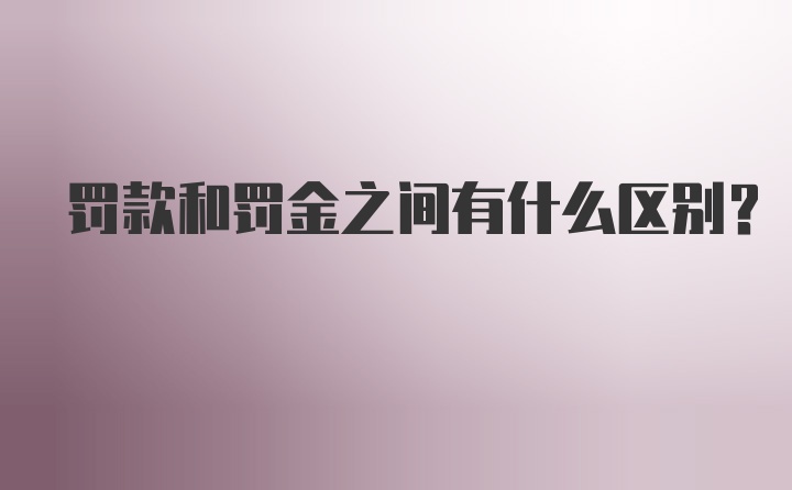 罚款和罚金之间有什么区别？