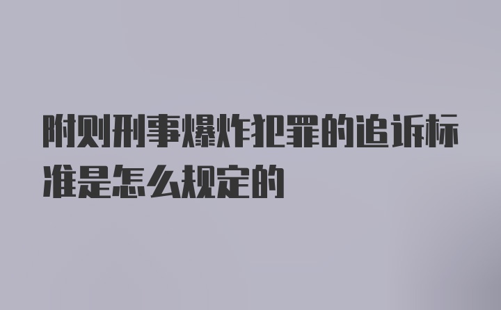 附则刑事爆炸犯罪的追诉标准是怎么规定的